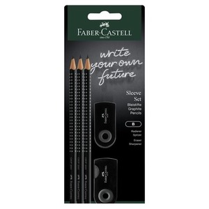 Zestaw 3 ołówki Grip + gumka + temperówka Sleeve