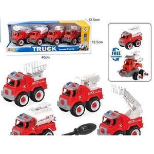 Zestaw 4 pojazdów strażackich do rozkręcania